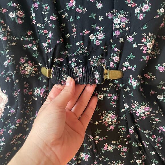 Vintage 90s Floral Cottage Prairie Maxi Dress - Picture 3 of 5